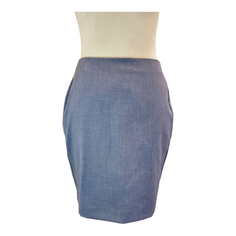 BANANA REPUBLIC SZ 0p Heathered Blue/Gray Pencil Straight Career Mini Skirt